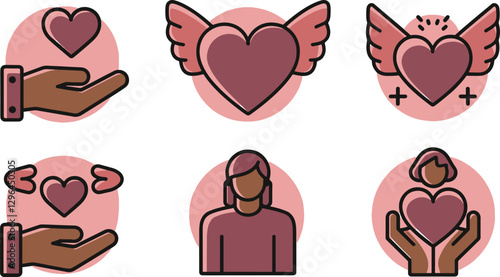 Altruism and benevolence logo icon set bundle illustration stock photos