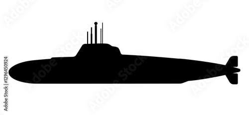 Modern Military Submarine Silhouette vector illustration