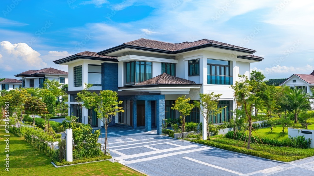 Fototapeta premium Luxury Modern House in a Tropical Garden