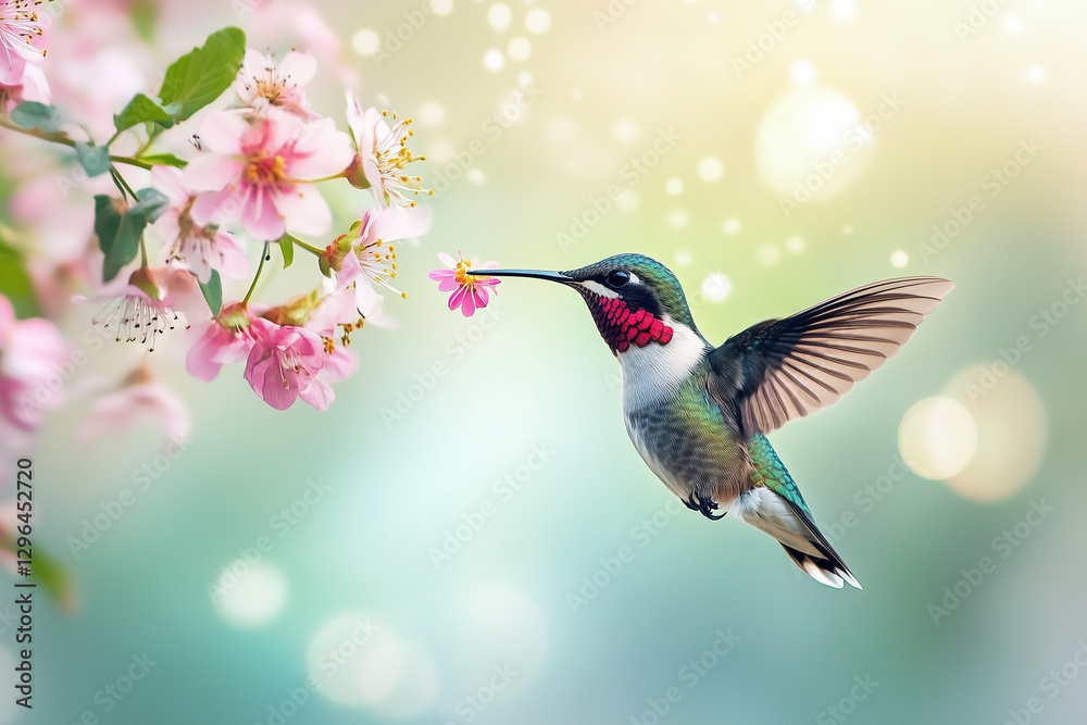 Naklejka premium hummingbird on flower