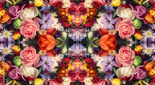 Elegant Floral Pattern: Vibrant Flowers in a Seamless Design, Perfect for Wallpaper, Textiles, and Creative Projects