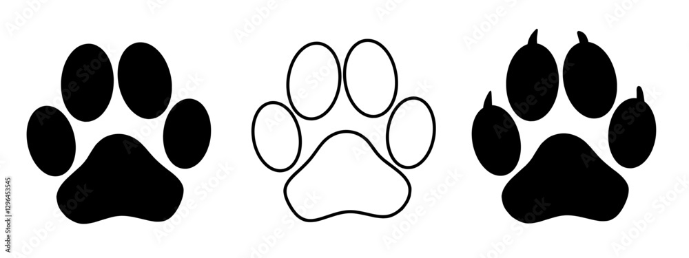 Fototapeta premium Different animal paw print vector