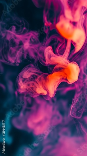 Pink, orange smoke swirls, dark background
