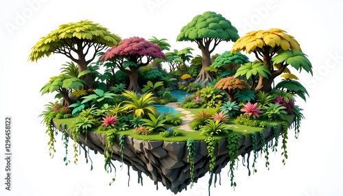 Low Poly Floating Jungle Island