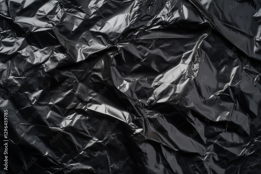 Crumpled black paper texture studio abstract image close-up art