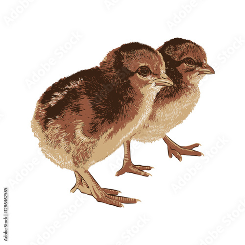 Sonali crock chicks vector illustration image in white background.