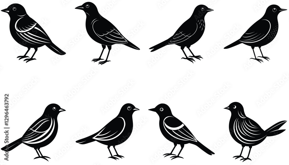 Fototapeta premium Bird vector shilhouette bundle set icon