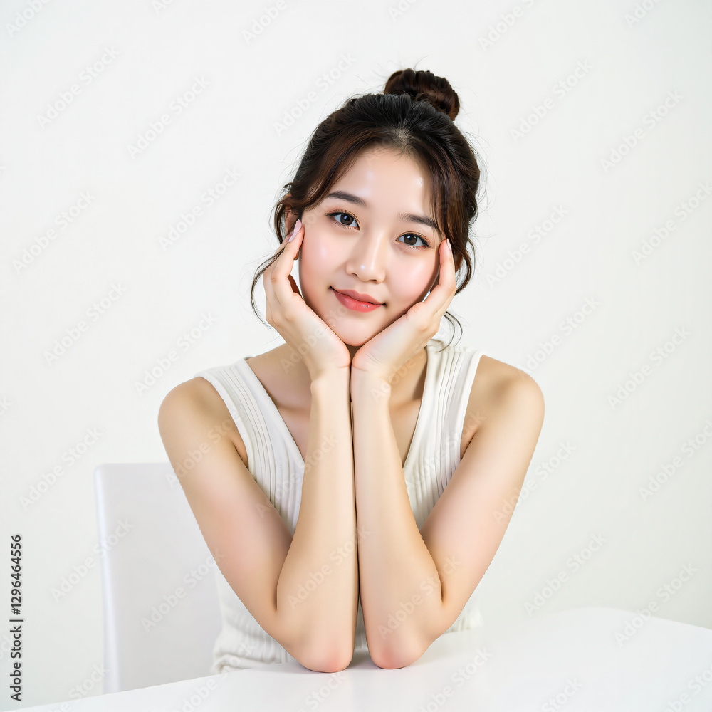 Charming Young Woman with Playful Expression,
Portrait of beautiful woman. Happy model touching face ,her face for healthy skin . Charming Young Woman with Playful Expression,
Portrait of beautiful woman. Happy model touching face ,her face for healthy skin .