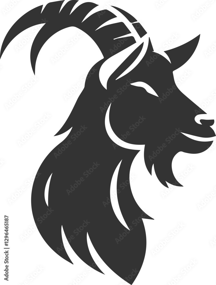 Obraz premium Goat tilting its head, ears flopping animal silhouette vector