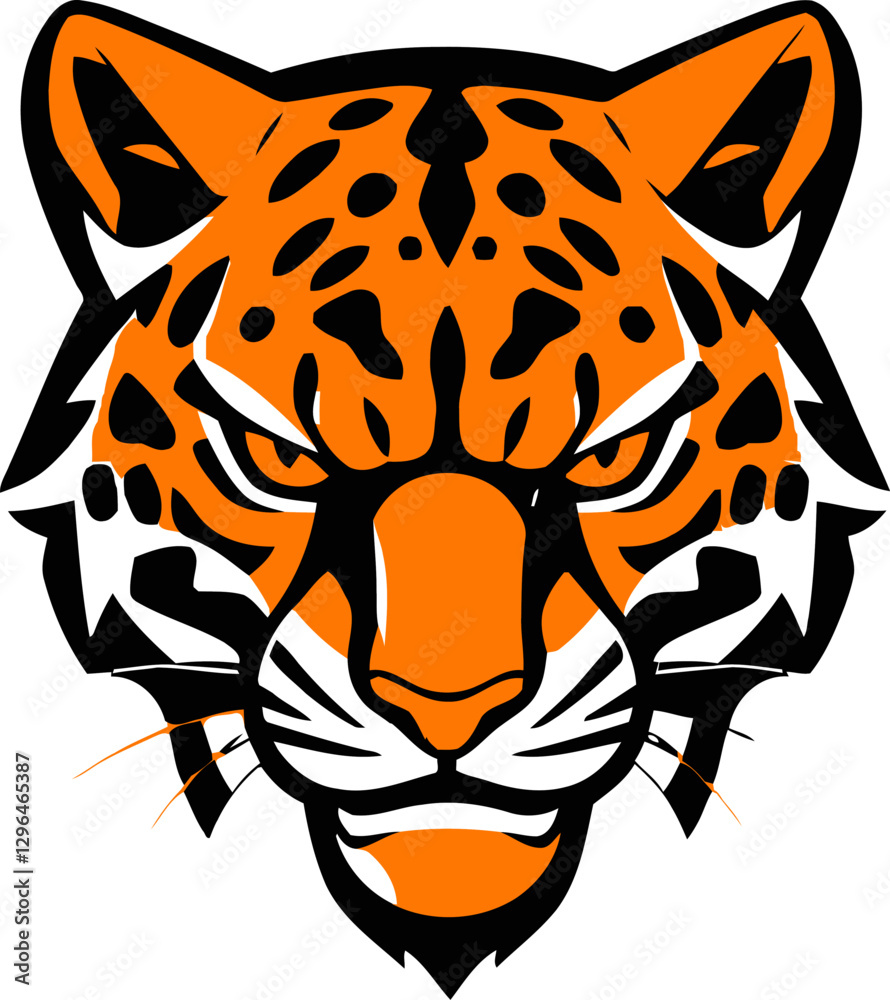 Modern black and orange tiger mascot logo for gaming teams, cyber players, and social networks