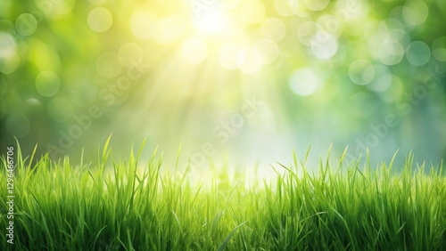 Vibrant Green Grass Blades Against a Softly Blurred Sunny Background Ideal for Spring or Summer Designs and Projects