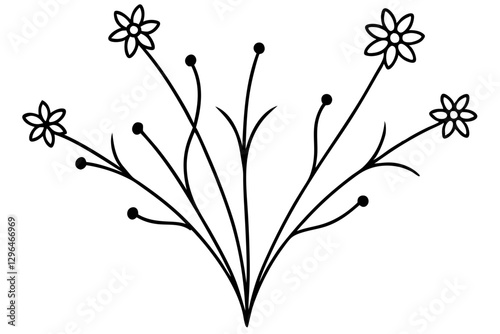 Delicate Wildflower Line Art Vector for Rustic Wedding Design

