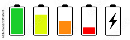 Vector isolated Battery icon set in color