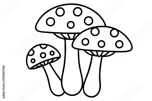 Hand-Drawn Line Art Mushrooms for Foraging and Botanical Design

