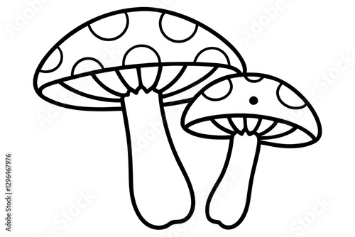 Hand-Drawn Line Art Mushrooms for Foraging and Botanical Design

