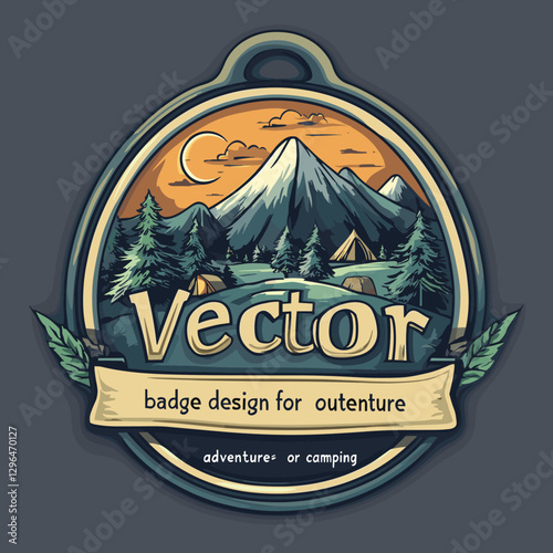 Vector badge design for outdoor adventure or camping vector illustration