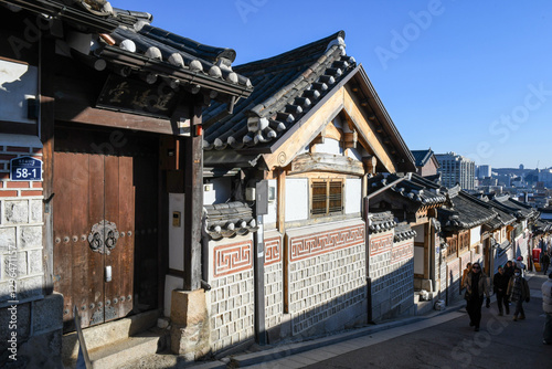 Photography View at the Bukchon Hanok village on Seoul, South Korea