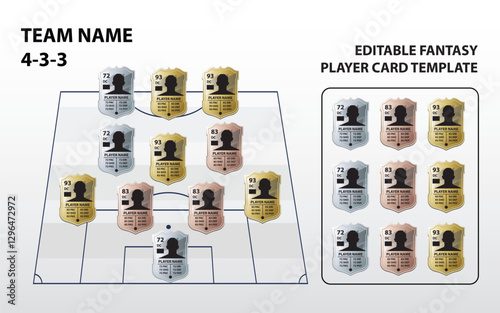 Football Formation with Player Card for Sports Game Template Concept