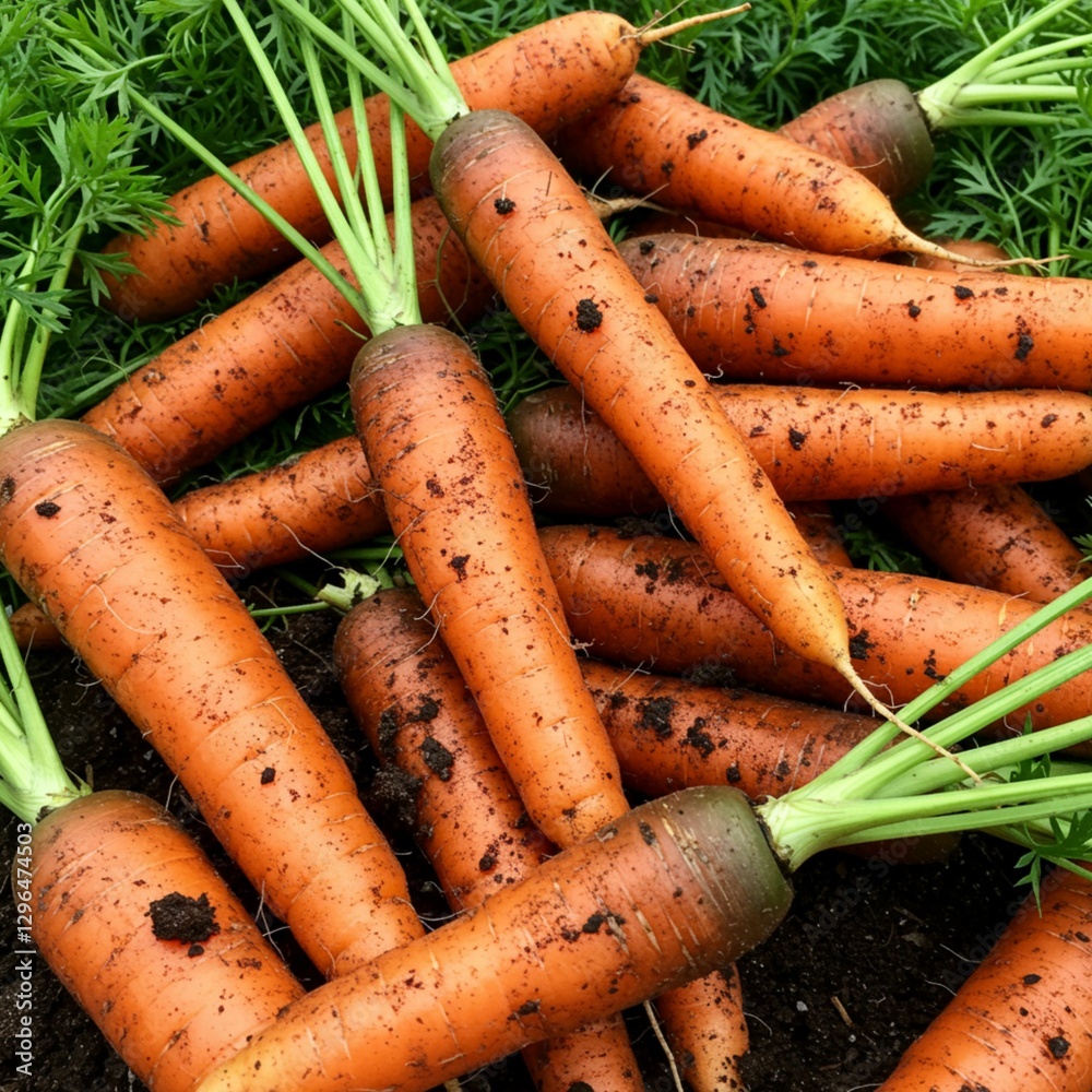 Organic Harvest, Pile of Freshly Dug Carrots Organic Harvest, Pile of Freshly Dug Carrots