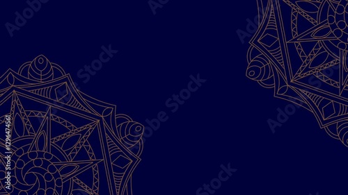 Animated rotating gold mandala and dark blue background that looks luxurious