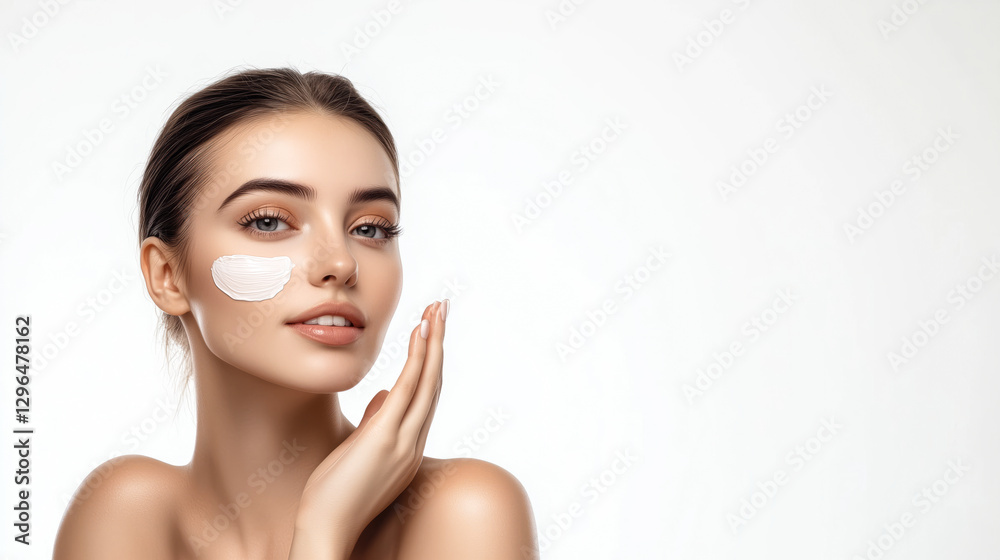 Beautiful Young Woman Applying Cream to Her Face Beautiful Young Woman Applying Cream to Her Face