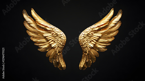 Golden wings, simple background
