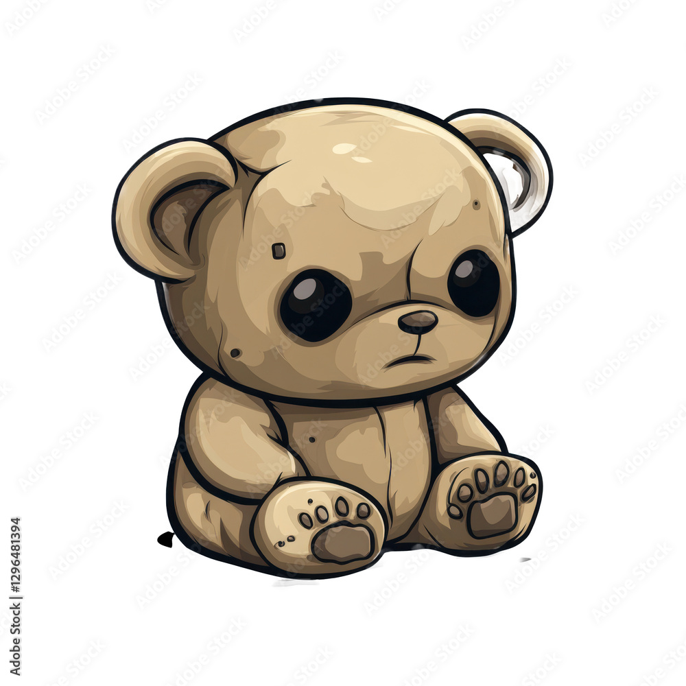 Obraz premium Cute Cartoon Bear Illustration with Transparent Background Copy Space