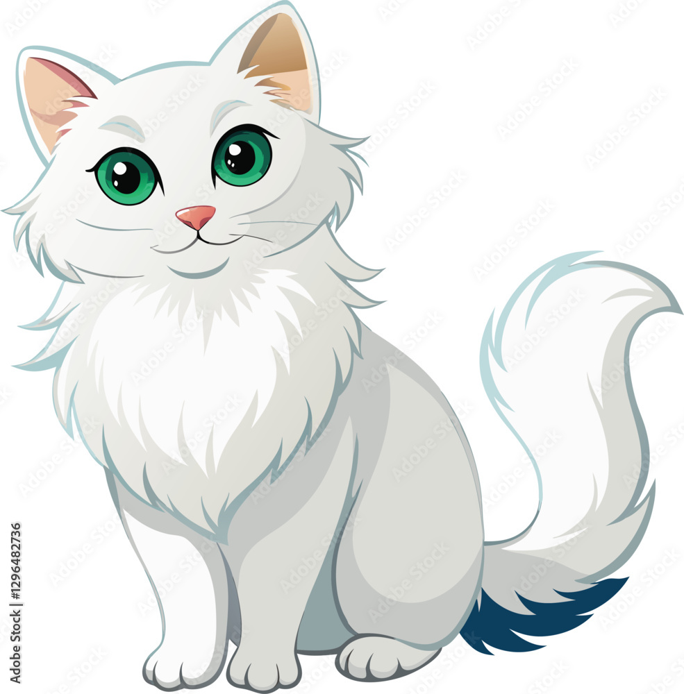 Obraz premium A white cat vector illustration 