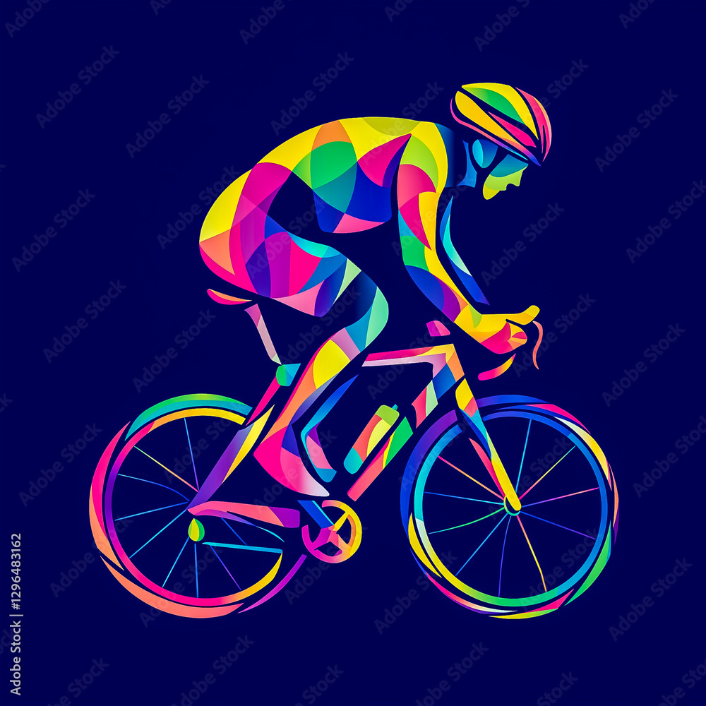 Fototapeta premium Colorful cyclist logo for different kind of design