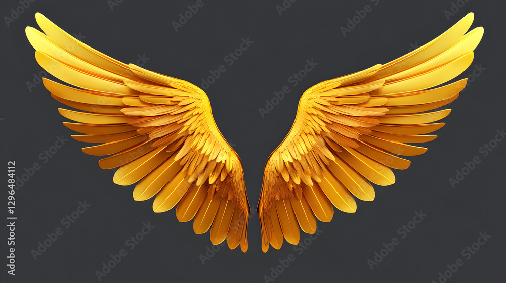 Fototapeta premium Golden wings, simple background 