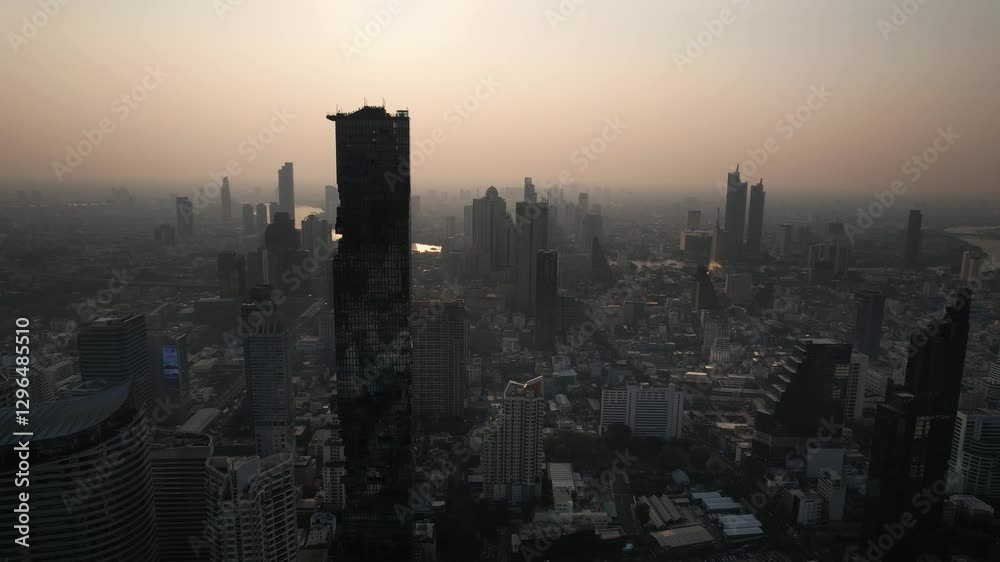 4K Aerial View of central business district bangkok Thailand Cinematic drone shot 4K Aerial View of central business district bangkok Thailand Cinematic drone shot