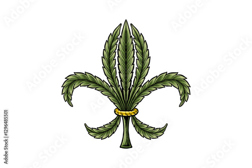 illustration of marijuana leaves forming a Fleur De Lis