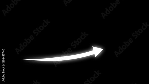 Business growth arrow and graph chart animation. Success concept-business line arrow isolated on transparent background. white color arrow and black background...