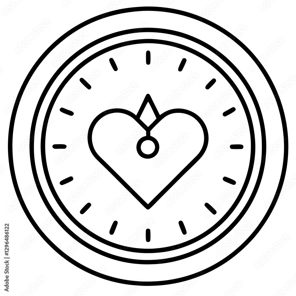 Delicate Clock Line Art with a Heart Touch Delicate Clock Line Art with a Heart Touch
