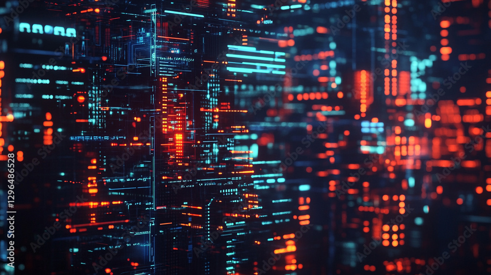 Abstract digital data stream background red orange blue technology web code glow cyber light lines Abstract digital data stream background red orange blue technology web code glow cyber light lines
