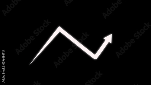business graph arrow animation, Successful growth trend white line graph going Up, Abstract arrow down business graph icon animation.