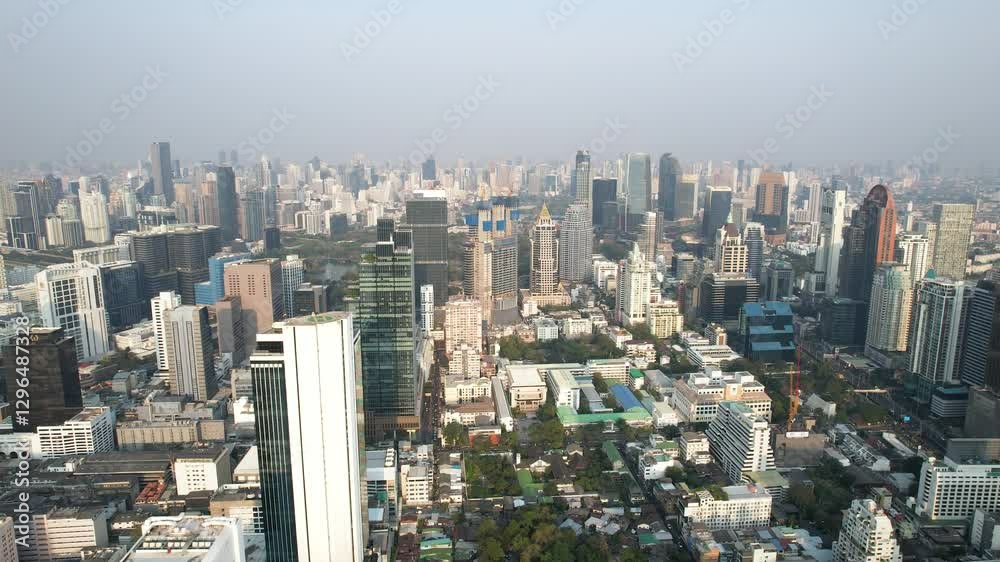 4K Aerial View of central business district bangkok Thailand 4K Aerial View of central business district bangkok Thailand