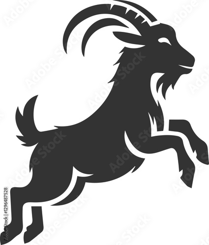 Goat doing a little hop with all four hooves in the air animal silhouette vector