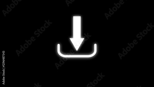 download button icon animation concept, white color download button icon animation on a black background...