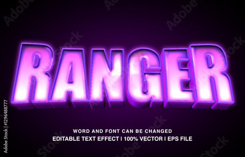 text effect ranger neon glossy typeface