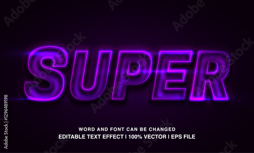 text effect super neon purple typeface