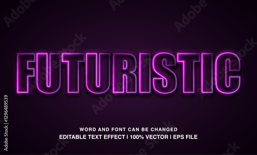 text effect futuristic neon glossy typeface