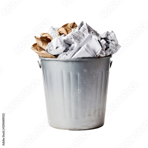 trash bin with paper