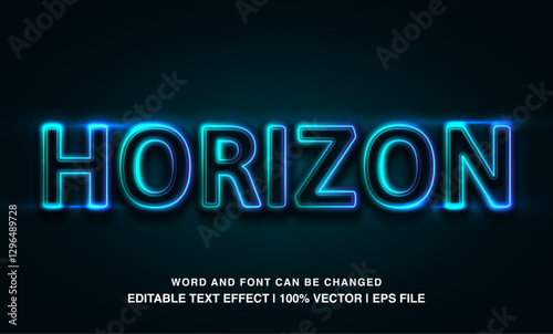 text effect horizon neon blue typeface