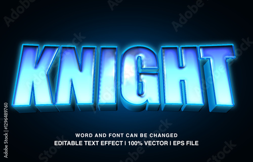 text effect knight neon glossy typeface