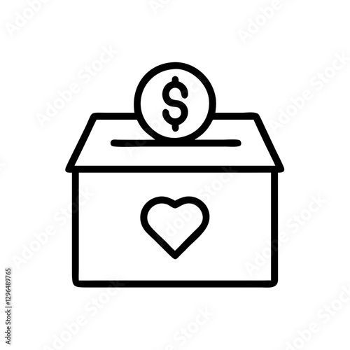 Charity donation box illustration for gentle giving concept on transparent background