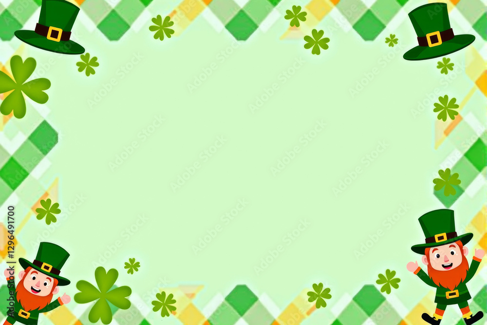Fototapeta premium A vibrant St. Patrick’s Day-themed background featuring lush green clovers, Irish culture, and good luck concepts. Ideal for use in greeting cards, banners, and festive designs..