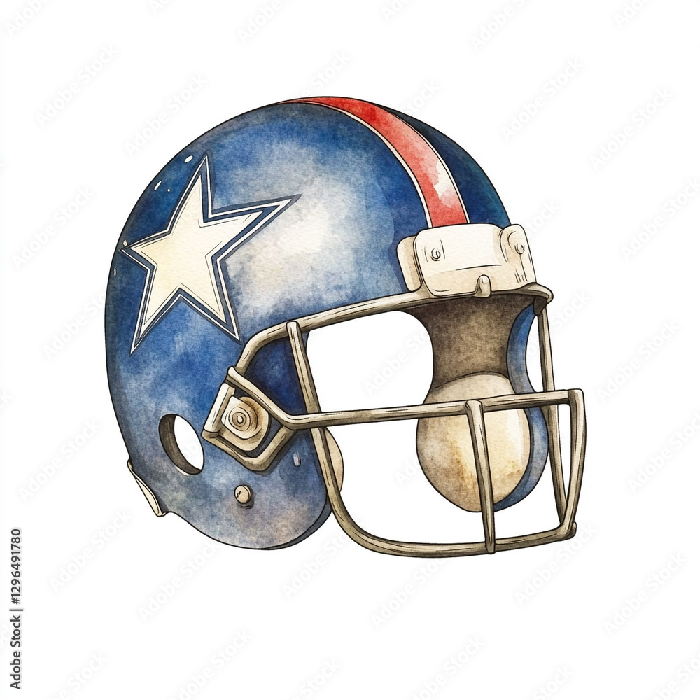 Naklejka premium Classic Football Helmet Featuring a Bold Star Emblem Perfect for Sports Photography Team Spirit and Collectors Showcasing the Essence of American Football Culture and Tradition