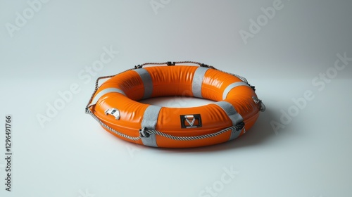 Orange life preserver on white background