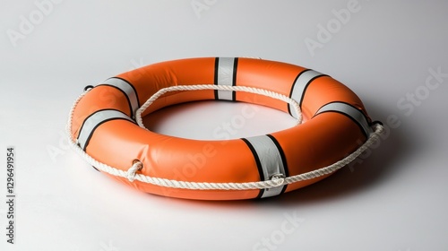 Orange life preserver on white background (1)